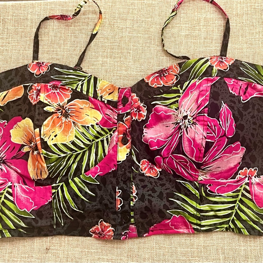 American Rag floral Hawaiian print bustier top